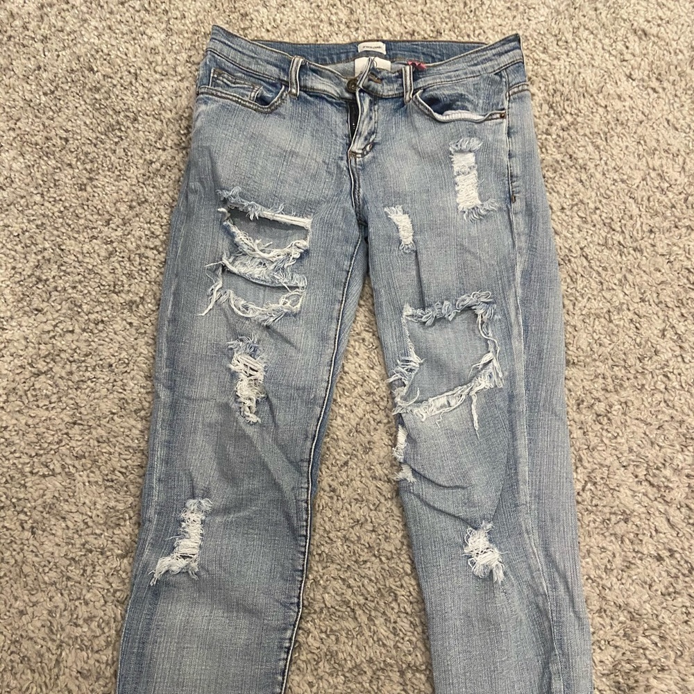 Distressed Cotton Jeans